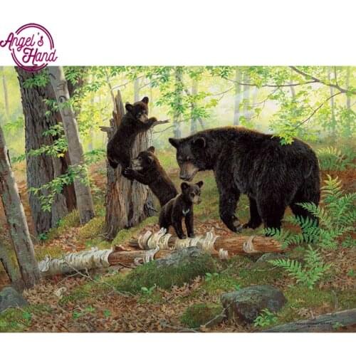 Full square diamond 5D DIY diamond embroidery Bear in forest diamond painting Cross Stitch Rhinestone mosaic home decoration