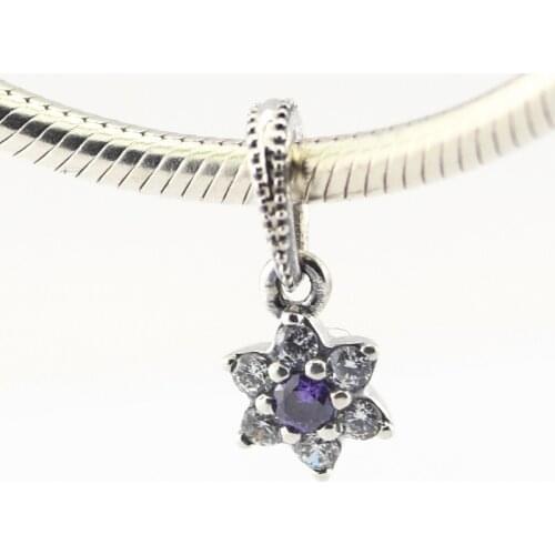 Popular Beads For Jewelry Making Forget Me Not Purple Charm Fits Beaded Chains Bracelets For Woman DIY Sterling Silver Jewelry