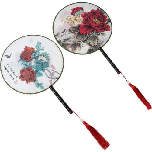 Flower Round Fan Ladies Dancing Home Decor Female Classical Vintage Chinese Style Chinese Style Round Fans Small Silk Fan