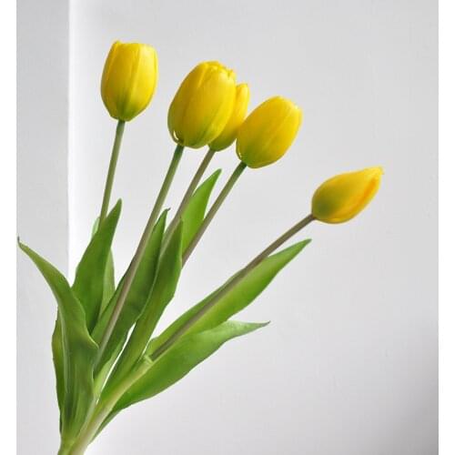 5Pcs/Set Luxury Silicone Real touch Tulips Bouquet decorative Artificial Flowers living room decoration flores artificiales