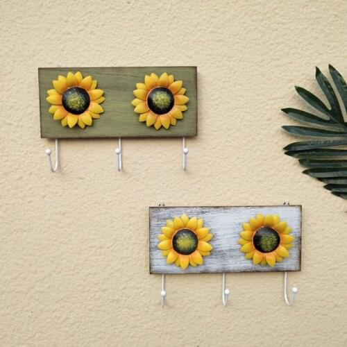 Wooden Sunflower Wall Hook Keys Aprons Towel Hanger Kitchen Wall Decor Flower Wall Holder Countryside Farmhouse Wall Dec