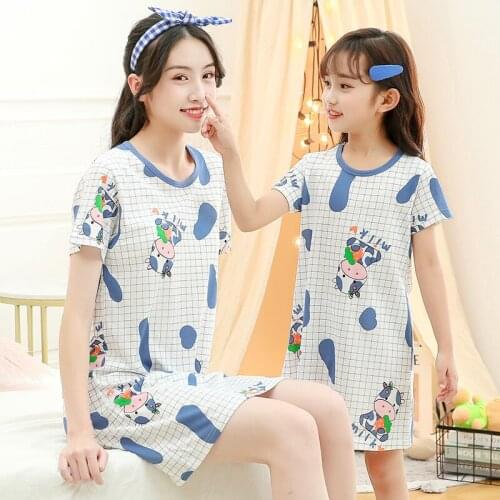 Kids Girls Nightdress Summer Cotton Girl Night Dress Childrens Sleepwear Cartoon Nightwear Nightgowns Pajamas For Girls 2-18Y