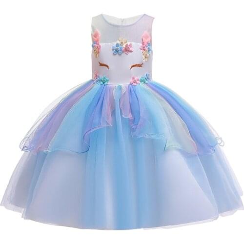 Unicorn Kids Tutu Birthday Princess Party Dress for Girls Infant Lace Children Bridesmaid Elegant Dress for Girl Baby Clothes