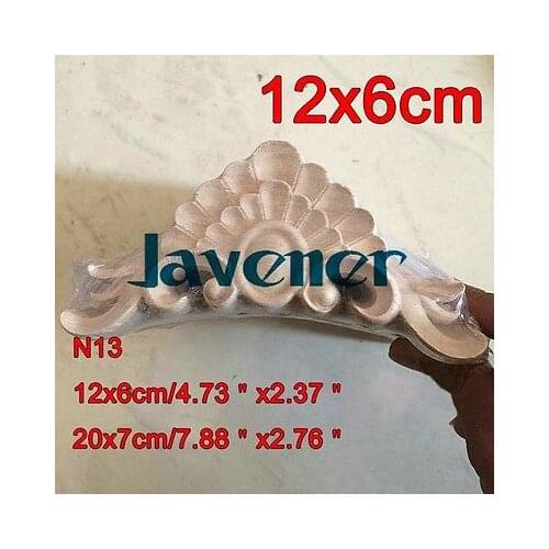 N13 -12x6cm Wood Carved Long Onlay Applique Unpainted Frame Door Decal Working carpenter Flower