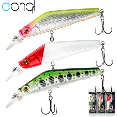 DONQL 3Pcs Floating Fishing Lure 95mm 9.6g Minnow Wobbler Sea Hard Bait Saltwater Crankbait Artificial 3D Fishing Tackles Lures