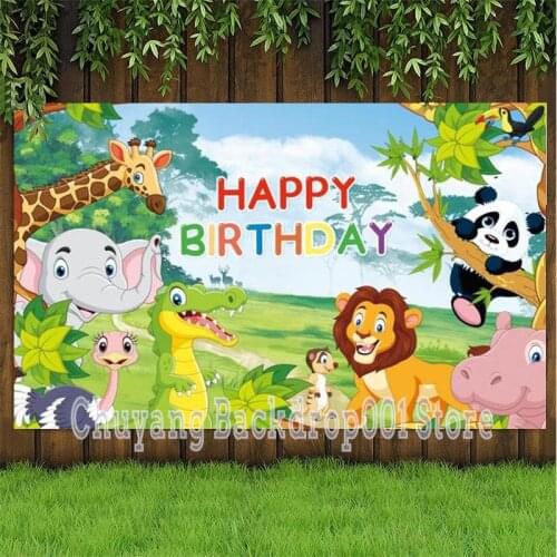 Wild One Backdrop Boy Jungle Safari Custom Kids Baby Shower Happy Birthday Party Decoration Photography Backgrounds Banner