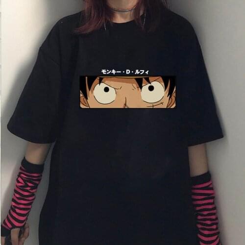 Hot Anime One Piece T-Shirt Men Cotton T Shirt Luffy Print Oversize Tops Tees