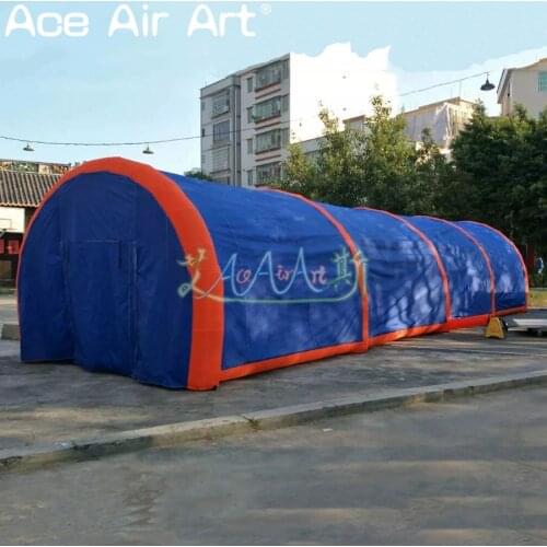 20mLx4.5mWx3mH giant blue with orange inflatable tunnel tent car cover garage with full cover curtains for outdoor events