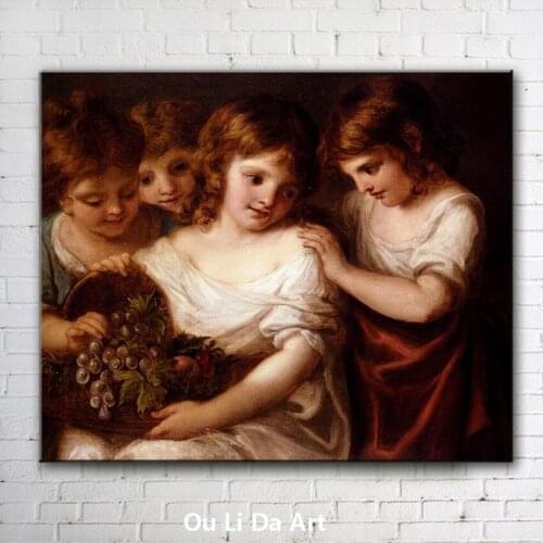 Classical figures cute girls angels oil paintings canvas printing printed on canvas kid room wall art decoration picture