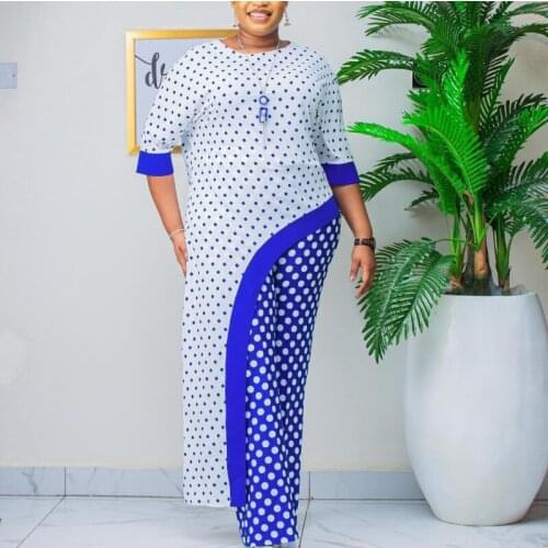 2 Piece Set Women Africa Clothes African Dashiki New Fashion Two Piece Suit Long Tops + Wide Pants Party Plus Size For Lady