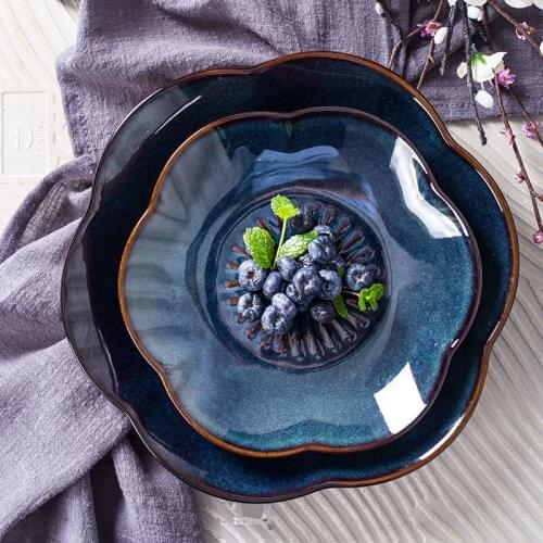 Creative Plum Blossom Tableware Kiln Variant Ceramic Noodle Soup Bowl Rice Bowl Salad Household Dish Fish Dish Flavor Dish