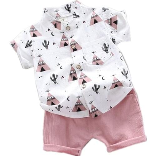 New Summer Baby Clothes Suit Children Boys Printed Shirt Shorts 2Pcs/sets Toddler Casual Cotton Clothing Infant Kids Tracksuits