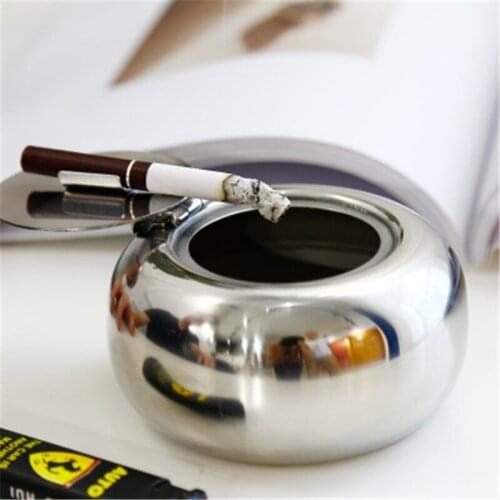 Portable Stainless Steel Cigar Round Ashtray With Lid Creative Home Cigarettes Holder Ashtray Smoking Accessories Anti-Scalding