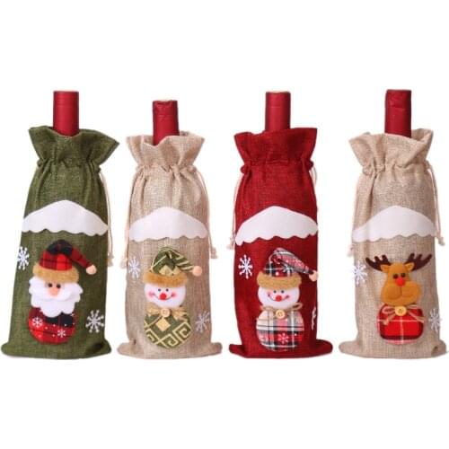 Christmas Wine Bottle Decor Snowman and deer style Wine Bottle Bags Kitchen Decoration for New Year Xmas Dinner Party c2332