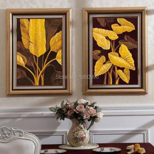 Hand Painted Modern Banana leaves Pictures On Canvas Flower Oil Painting For Room Decor Wall Painting Craft Canvas Paintings