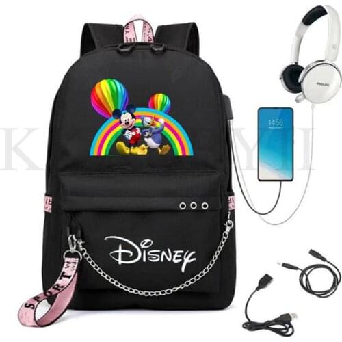 Mickey Backpack Men Women with USB Charging Port School Bags For Boys Games Laptop Backpack Teens Travel Mochilas
