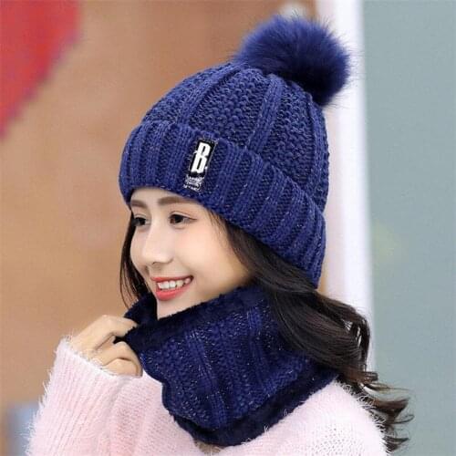 2021 Winter Knitting Fashion Cute Woolen Hat Women Thickening Warmth Ladies Letter Hat Outdoor Cold-proof Fashion Knitted Hat