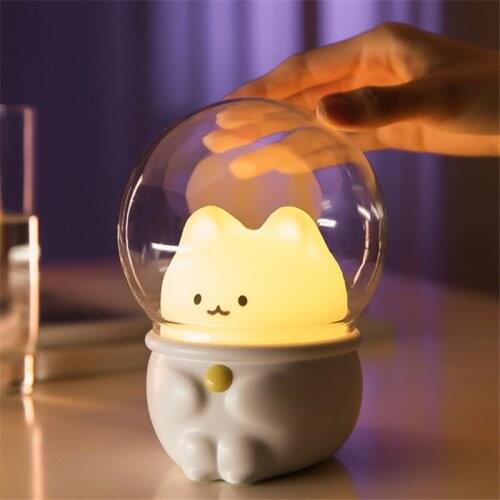 LED Space Cute Pet Silicone Night Light USB Charging Dimming Colorful Atmosphere Eye Care Table Lamp Childrens Holiday Gift