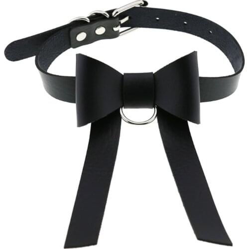 Temperament fashion lovely personality big bow clothing accessories leather collar necklace collar chain