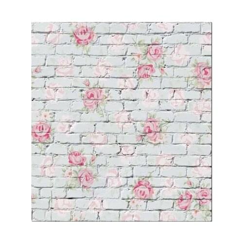 VinylBDS Photo Studio Backdrop Retro Brick Wall Pink Flowers For Newborn Child Photography Background
