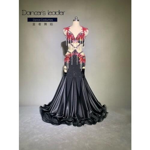 High-end Custom Belly dance Diamond Bra High Waist Bag Hip Fishtail Big Skirt Female Adult Elegant Stage Costume