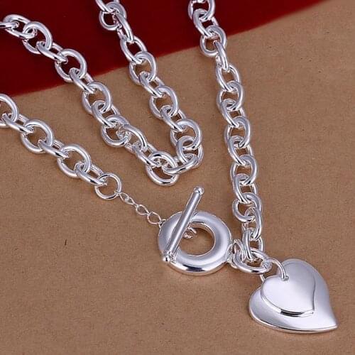 XLN254 Wholesale silver plated Necklace, Factory price 925 stamped fashion jewelry Dual Hearts Tag To Chain /alaajcha