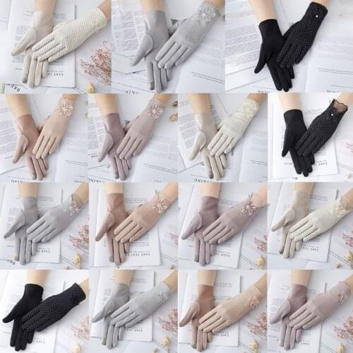 Women Summer Driving Gloves Non-Slip Touchscreen Sun Protection Bowknot Mittens F3MF