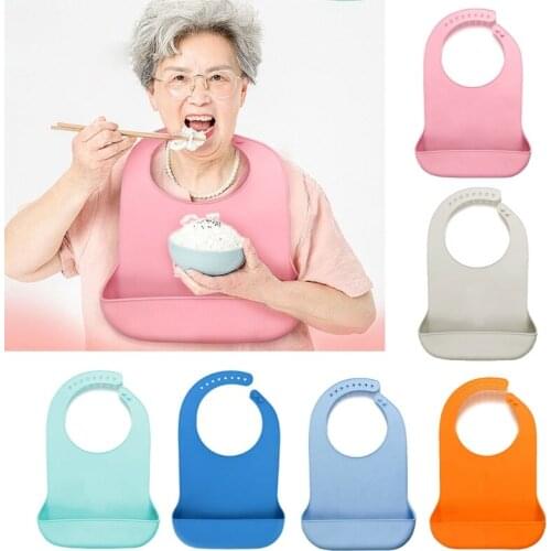 1 Pc Waterproof Adult Mealtime Anti-oil Silicone Bib Protector Disability Aid Apron Senior Citizen Aid Aprons
