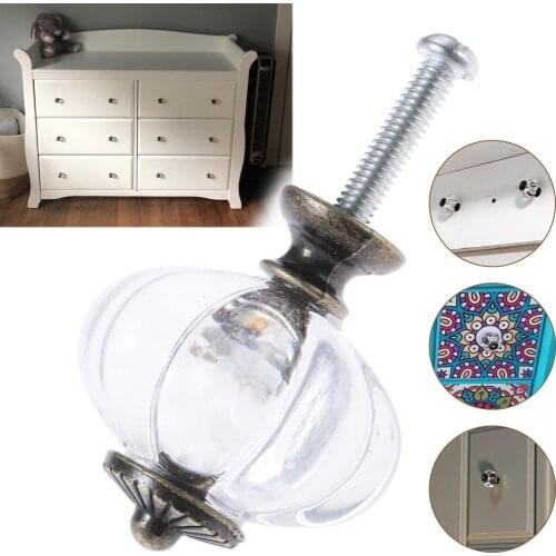 2Pcs/5Pcs Acrylic Crystal Pumpkin Cabinet Knobs Door Knobs Furniture Wardrobe Drawer Cupboard Closet Dresser Pulls Handles