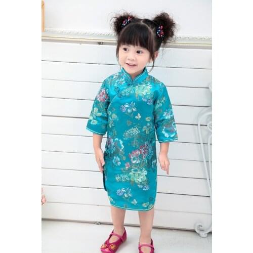 2020 Kid Girl Summer Dresses Three Quarter clothing Traditional Chinese Style Cheongsams Qipao 14DESIGNS FOR CHOOSE