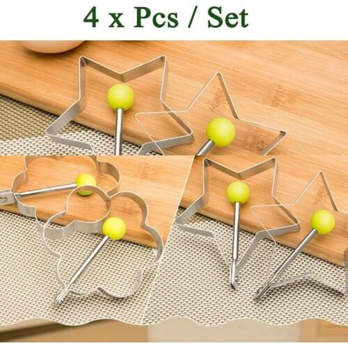 4Pcs/Set Creative Fried egg mold 430 stainless steel omelette round heart heart plum shaped kitchen supplies X-031