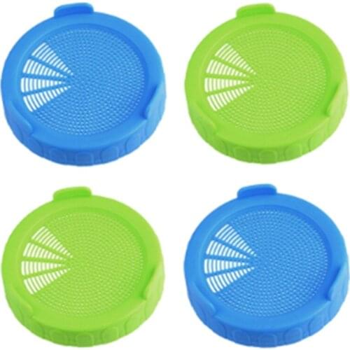 4Pcs Sprouting Lids Food Grade Mesh Sprout Cover Kit Seed Growing Germination Vegetable Silicone Sealing Ring Lid for Mason Jar