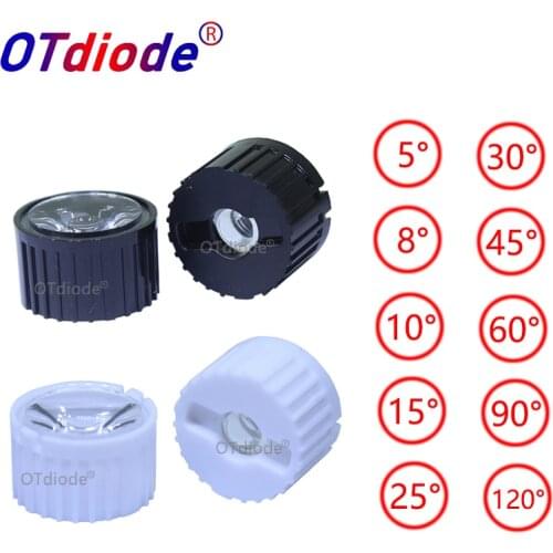 50set/lot 5 8 10 15 25 30 45 60 90 120 Degrees LED Lens 20mm PMMA Lens + Bracket For DIY 1W 3W 5W High Power LED Chip COB