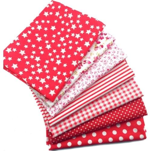 50x50cm 7pcs Red Color Plain Cotton Fabric Sewing Tilda Doll Cloth DIY Quilting Patchwork Tissue Textile Felt Telas Costura