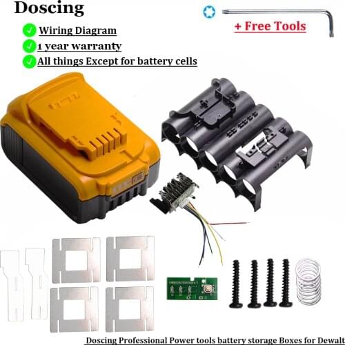 Doscing DIY DCB200 Rechargeable Batteries Plastic Case PCB Circuit Board For Dewalt 18V 20V 3.0Ah 4.0Ah Li-Ion Battery