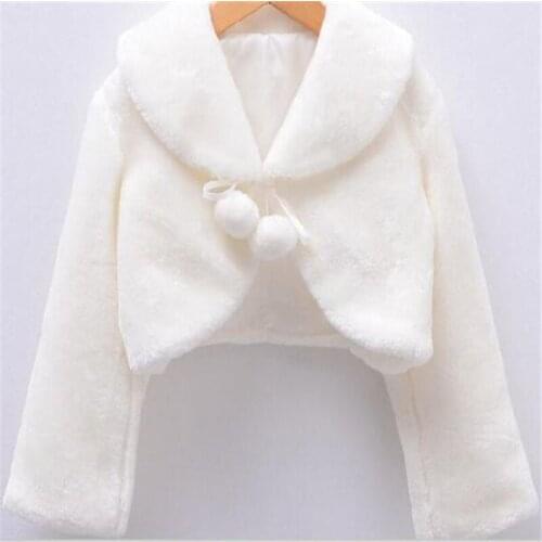White Coat for Little Sweet Girls Autumn Winter Must Dress Accessory Cheap Girls Soft Bolero Excellent Wedding Top For Children