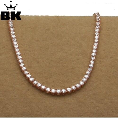 THE BLING KING 1 Row Rose Gold 5mm CZ Tennis lovely Necklace Copper Hip Hop Round Cut Iced Out Cubic Zirconia Mens Jewelry