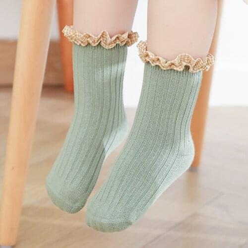 Children Cotton Long Socks Spring For Girls Toddler Kids Babies Cute Soft Lace Princess Frilly kawaii Socks With Ruffle Fashion