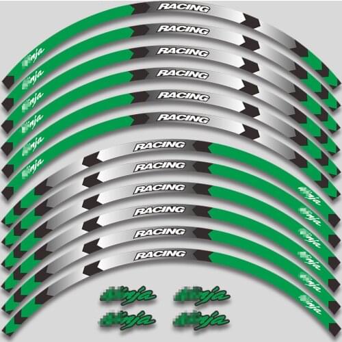 12 X Thick Edge Outer Rim Sticker Stripe Wheel Decals FIT For Kawasaki NINJA ninja