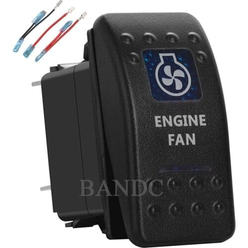 ENGINE FAN 5Pins On-Off SPST Blue Led Rocker Switch for Car Boat Yacht Marine Ship，12V 20A 24V 10A，Jumper Wires