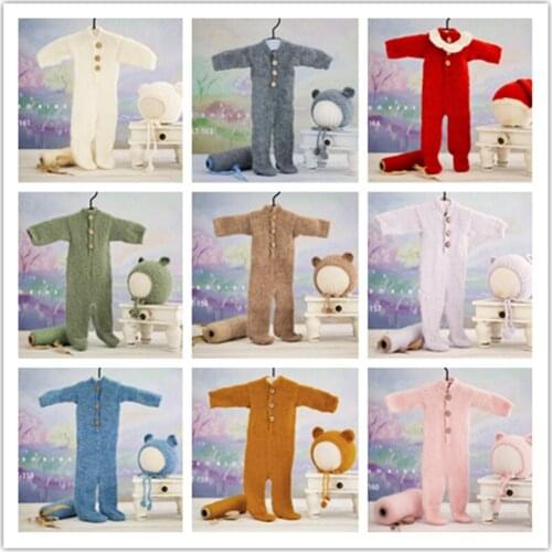 Dvotinst Newborn Photography Props for Baby Cute Wool Soft Outfits Bonnet Bebe Bodysuits Fotografia Studio Shoots Photo Props