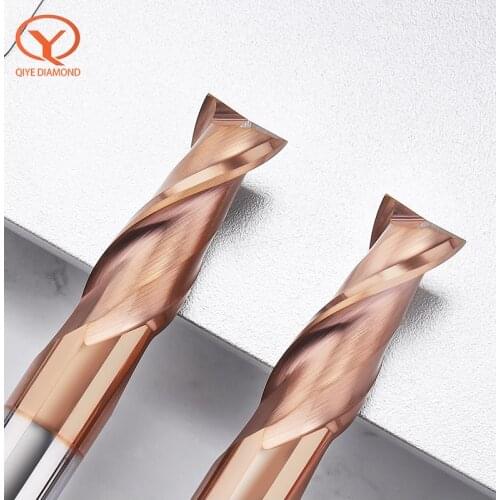 QIYE HRC55 Degree Keyway Milling Cutter 2 Flute Carbide Tungsten Steel End Mill Flat Coating CNC Machining Tool Metal Cutter