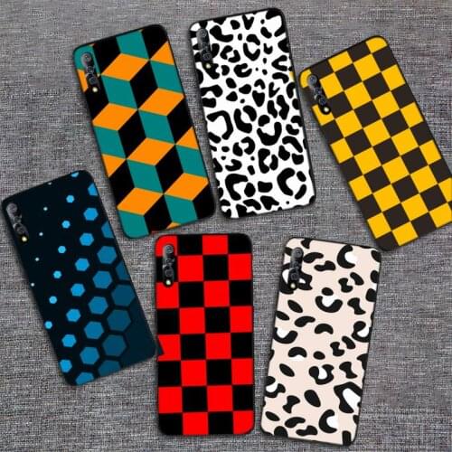 Checkered Black And White Leopard Print Phone Case For Vivo X9 9splus 20 20plus Y91C 11 17 19 67 71 81 91 V11 11I 17 IQOO
