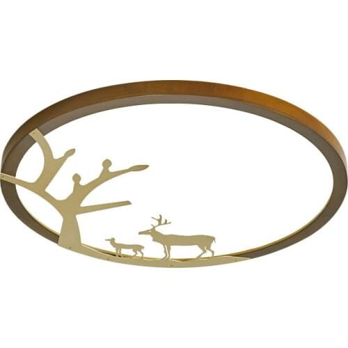 Chinese style bedroom lamp walnut color ultra-thin simple led solid wood lamp room lamp Nordic ceiling lamp