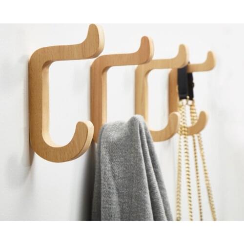 Minimalist Wood Hook Solid Wood Clothes Hat Hanger Wall Hanging Decoration Modern Japanese Style Keys Holder Wall Home