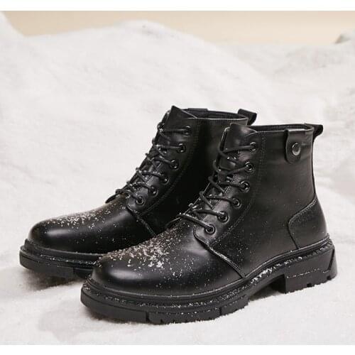 Winter Shoes Men Boots Genuine Leather Business Luxury Shoes Warm Plush Men Dress Boots Cow Leather High Quality Big Size 39-48