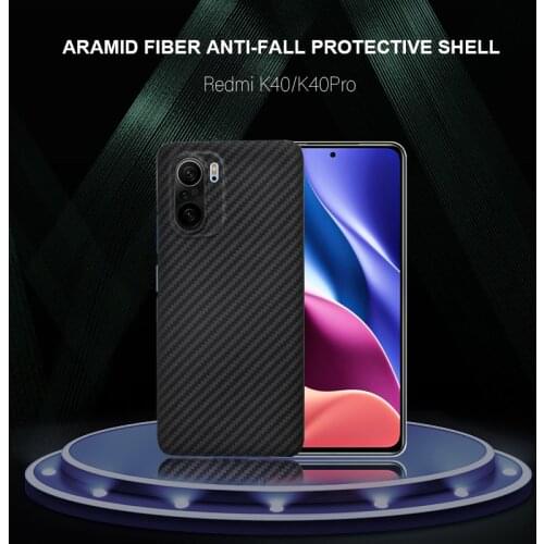 2021New Authentic Carbon Fiber Phone Case for Xiaomi Redmi K40Pro 30Pro Hard Anti-Fall Business Case Aramid Fiber Case