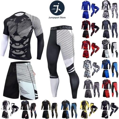 Gym Running clothing Mens Compression Sport Pants Basketball Compression leggings Quick Dry Base layer Long sleeve Top Sports