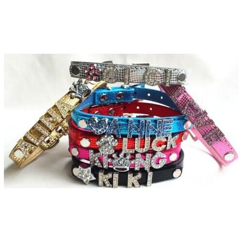20pcs/lot XS/S/M/L Name dog cat pet collar with 10mm small belt fit for 10mm slide letters charms