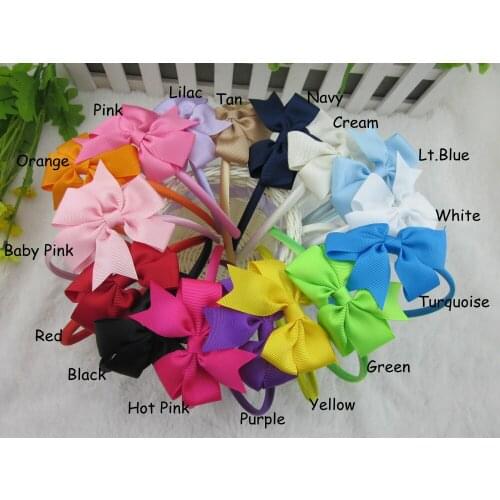 3inch 16pcs/lot Ribbon Bow with Satin Covered Hair Band Headbands For Kids Hairband Girls' Hair Accessories
